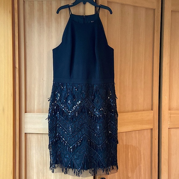 Aidan by Aidan Mattox Beaded Skirt Cocktail Minidress - Picture 2 of 10